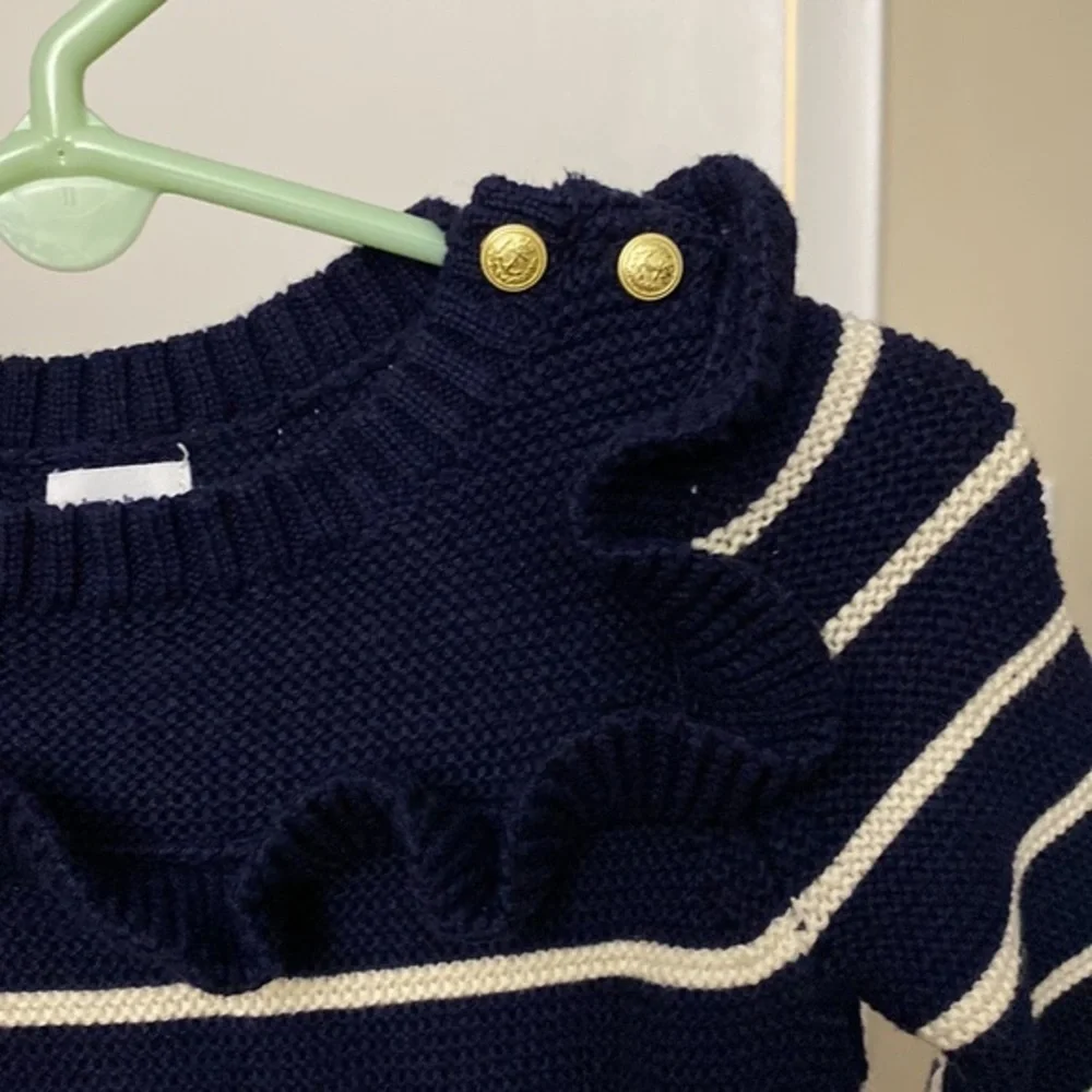 Baby Gap Cotton Sweater Navy White Dress Size 3-6M